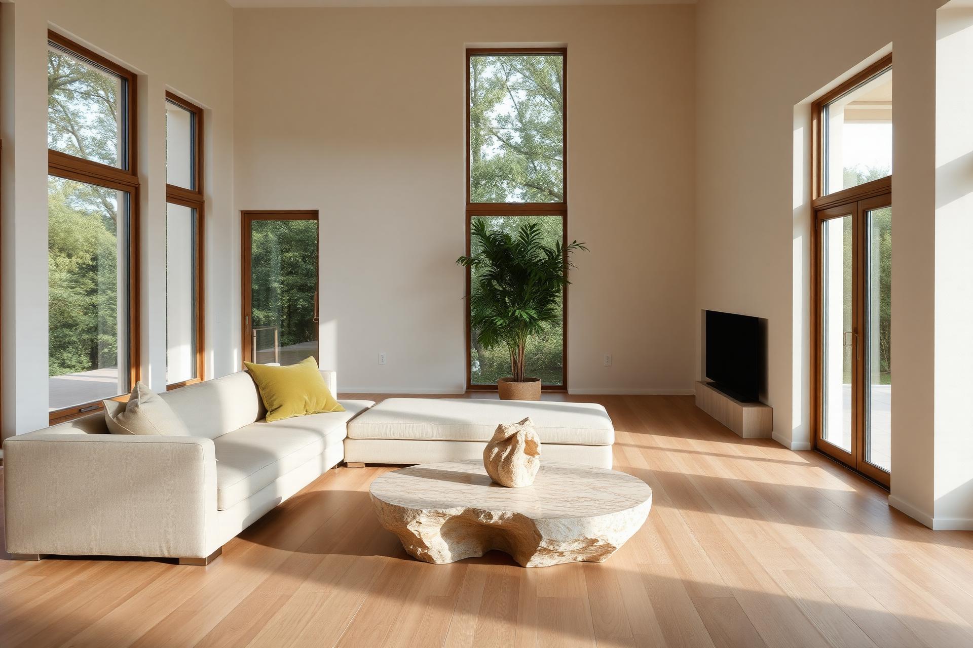 Sala de estar contemporânea projetada por Camila Oliveira